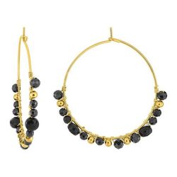 Pendientes Acero Dorado Argyor MRM Mujer (AC)435731 Aro Piedras Agata Negra