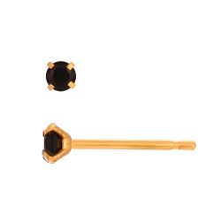 Pendientes Acero Dorado Circonitas Negras 3mm PAZ0033DOBK03