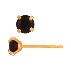 Pendientes Acero Dorado Circonitas Negras 4mm PAZ0033DOBK04