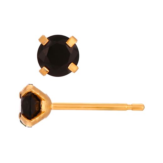 Pendientes Acero Dorado Circonitas Negras 5mm PAZ0033DOBK05