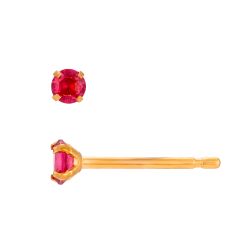 Pendientes Acero Dorado Circonitas Rubí 3mm PAZ0033DOZR03