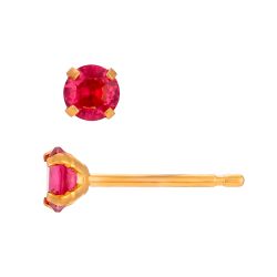 Pendientes Acero Dorado Circonitas Rubí 4mm PAZ0033DOZR04
