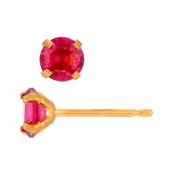 Pendientes Acero Dorado Circonitas Rubí 5mm PAZ0033DOZR05