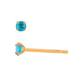 Pendientes Acero Dorado Circonitas Topacio Azul 3mm PAZ0033DOTA03