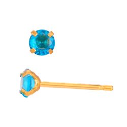 Pendientes Acero Dorado Circonitas Topacio Azul 4mm PAZ0033DOTA04