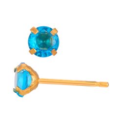 Pendientes Acero Dorado Circonitas Topacio Azul 5mm PAZ0033DOTA05