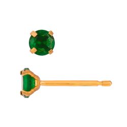 Pendientes Acero Dorado Circonitas Verdes 4mm PAZ0033DOZV04
