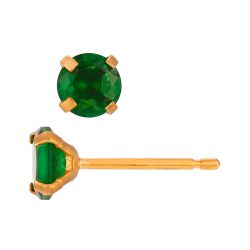 Pendientes Acero Dorado Circonitas Verdes 5mm PAZ0033DOZV05