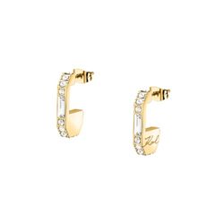 Pendientes Acero Dorado Karl Lagerfeld Mujer KLAYC35 Medio Aro Circonitas
