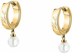 Pendientes Acero Dorado Karl Lagerfeld Mujer KLAYR15 Aro Colgante Perlas