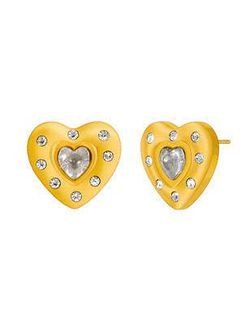 Pendientes Acero Dorado Marea C02101/AP Corazón Circonitas