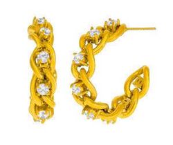 Pendientes Acero Dorado Marea Mujer C03101/AT Medio Aro Eslabones Circonitas