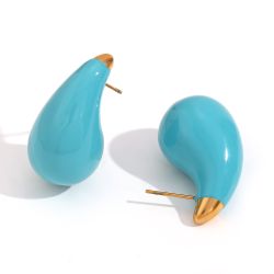 Pendientes Acero Dorado Mujer 31mm PAL0148DOET Lágrima Enamel Verde