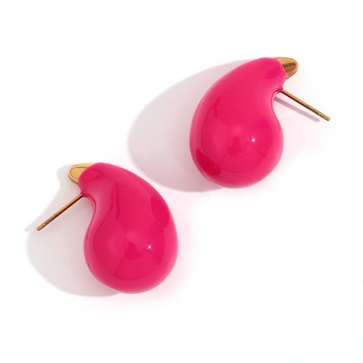Pendientes Acero Dorado Mujer 31mm PAL0148DOHP Lágrima Enamel Hot Pink