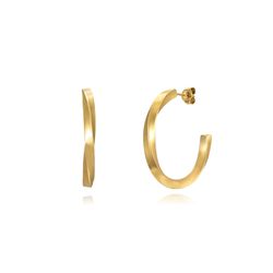 Pendientes Acero Dorado Mujer 33mm PAL0090DO33 Aro Abierto Trenzado En Brillo