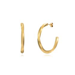Pendientes Acero Dorado Mujer 39mm PAL0090DO39 Aro Abierto Trenzado En Brillo