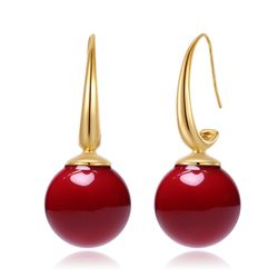 Pendientes Acero Dorado Mujer PAM0057DOCO Bola Piedra Mineral Cornalina