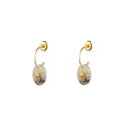 Pendientes Acero Dorado Mujer PAM0065DOLA Medio Aro Piedra Mineral Labradorita