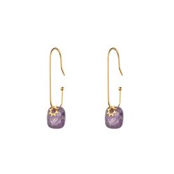 Pendientes Acero Dorado Mujer PAM0066DOAM Piedra Mineral Amatista