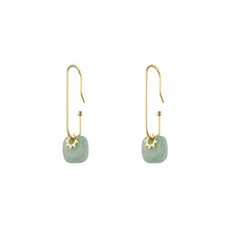 Pendientes Acero Dorado Mujer PAM0066DOAZ Piedra Mineral Amazonita