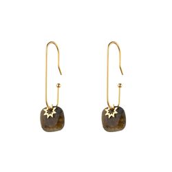 Pendientes Acero Dorado Mujer PAM0066DOLA Piedra Mineral Labradorita
