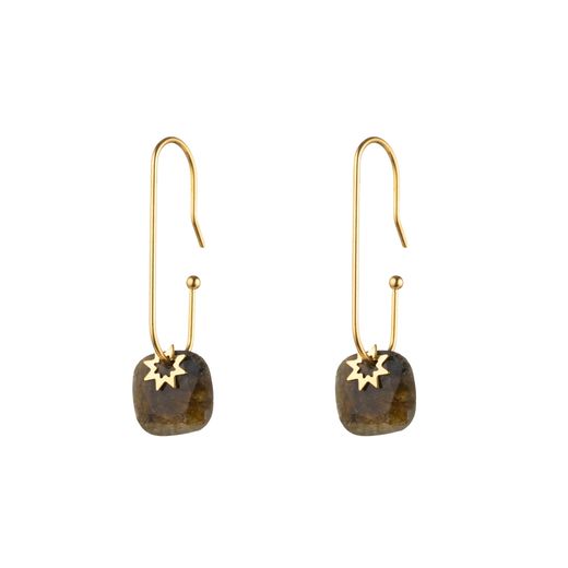 Pendientes Acero Dorado Mujer PAM0066DOLA Piedra Mineral Labradorita