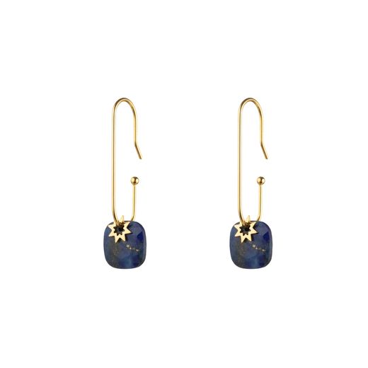 Pendientes Acero Dorado Mujer PAM0066DOLP Piedra Mineral Lapislázuli
