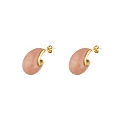Pendientes Acero Dorado Mujer PAM0070DOEP Gota Piedra Mineral Enamel Rosa