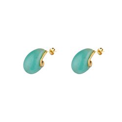 Pendientes Acero Dorado Mujer PAM0070DOET Gota Piedra Mineral Enamel Turquesa