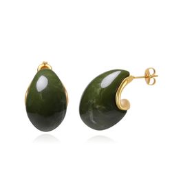 Pendientes Acero Dorado Mujer PAM0070DOEV Gota Piedra Mineral Enamel Verde