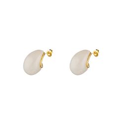 Pendientes Acero Dorado Mujer PAM0070DOEW Gota Piedra Mineral Enamel Blanco