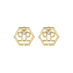 Pendientes Acero Dorado Mujer Philipp Plein PJ2AA06EU Hexágono Logo Philipp Plein Cristales