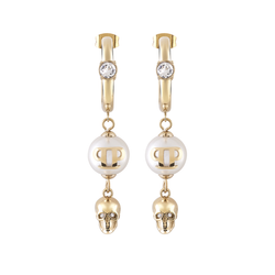 Pendientes Acero Dorado Mujer Philipp Plein PJ8EA02EU Colgante Perlas Logo PP-Calaveras