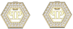 Pendientes Acero Dorado Mujer Philipp Plein PJREA13EU Hexágono Logo Philipp Plein Cristales