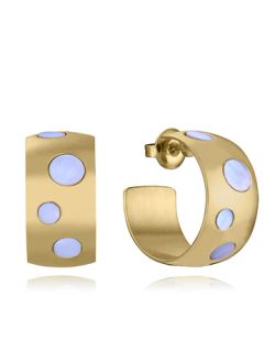 Pendientes Acero Dorado Viceroy 2cm 14272E01012 Aros Abiertos Círculos Madre Perla