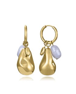 Pendientes Acero Dorado Viceroy 3,2cm 14284E01012 Aro Colgante Perla