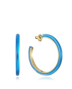 Pendientes Acero Dorado Viceroy 3,6cm 14147E01013 Aro Abierto Azul