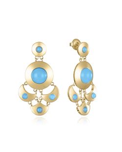 Pendientes Acero Dorado Viceroy 3,7cm 14159E01013 Colgante Cristal Azul