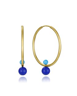 Pendientes Acero Dorado Viceroy 3,8cm 14275E01013 Aro Piedras Azules