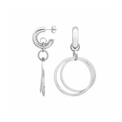 Pendientes Acero Mujer E26131 Medio Aro Con Colgante Círculos