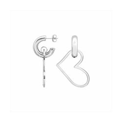 Pendientes Acero Mujer E26132 Medio Aro Con Colgante Corazón