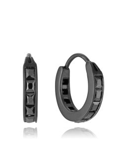 Pendientes Acero Negro Viceroy Hombre 1,5cm 14339E01010 Aro Circonitas Negras