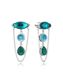 Pendientes Acero-Plata Viceroy 4cm 14323E01000 Cadena Cristales Azul Bicolor Verde