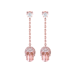 Pendientes Acero Rosado Mujer Philipp Plein PJ3EA05EU Colgante Cadena Calaveras Cristales