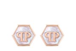 Pendientes Acero Rose Philipp Plein Mujer PJ2EA13EU Buttons Logo PP Sobre Nácar