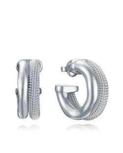 Pendientes Acero Viceroy 3,8cm 14346E01000 Medio Aro Doble