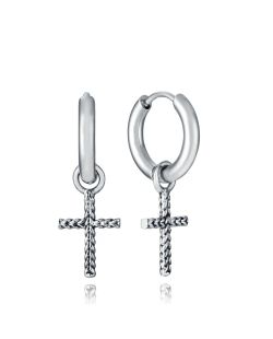 Pendientes Acero Viceroy Hombre 2,8cm 14337E01000 Aro Colgante Cruz