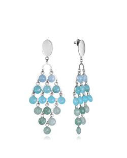 Pendientes Acero Viceroy Mujer 14360E01013 Colgantes Rombo & Piedras Naturales Azules Bicolor Verdes