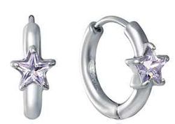 Pendientes Acero Viceroy Mujer 15253E01000 Aro C. Estrella Circonita Morada
