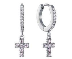Pendientes Acero Viceroy Mujer 15256E01000 Aro Colgante C. Cruz Circonitas